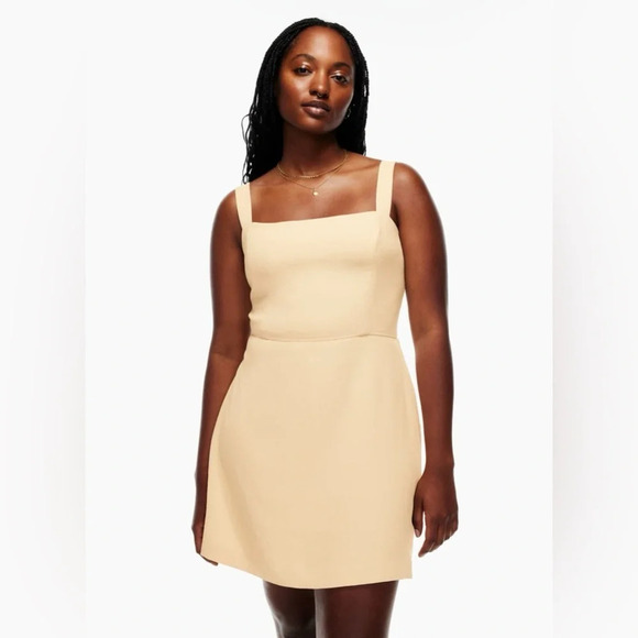 WILFRED by ARITZIA Aperature Tie Back Dress in Mustard Yellow - Picture 1 of 16
